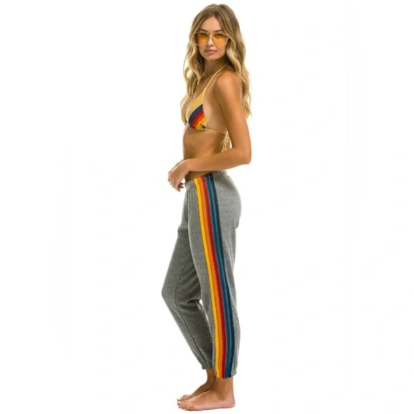 Aviator Nation Gray Joggers with Rainbow Side Stripe 5 SWEATPANTS - Size XSmall - Picture 1 of 14